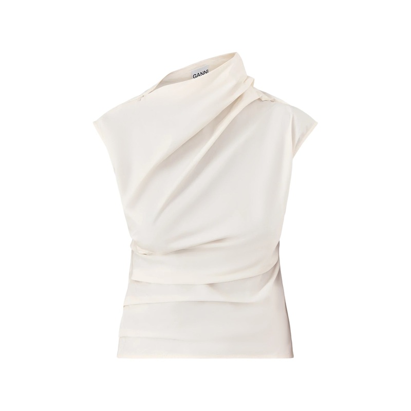 Stretch Cotton Ruched Top White