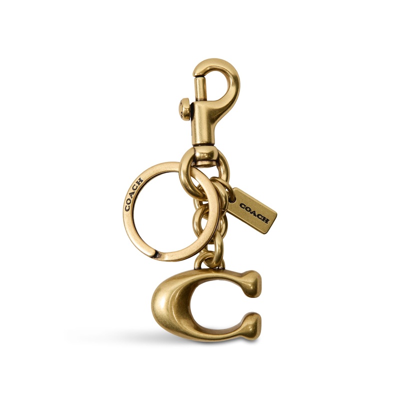 Solid C Bag Charm Brass