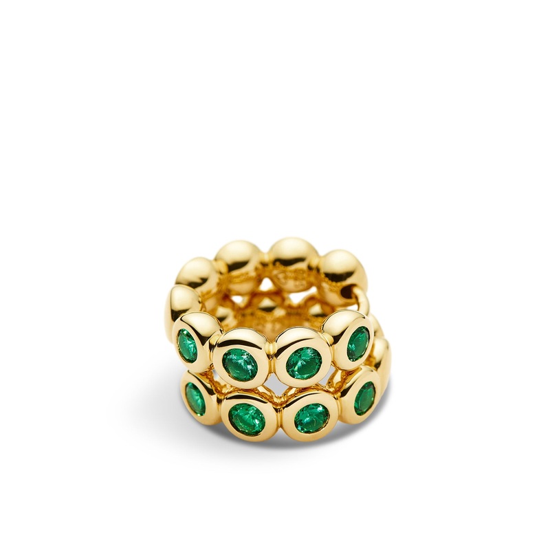 Tennis Small Hoop Earrings Gold/Green