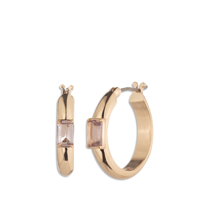 Baguette Earnings Hoop Gold