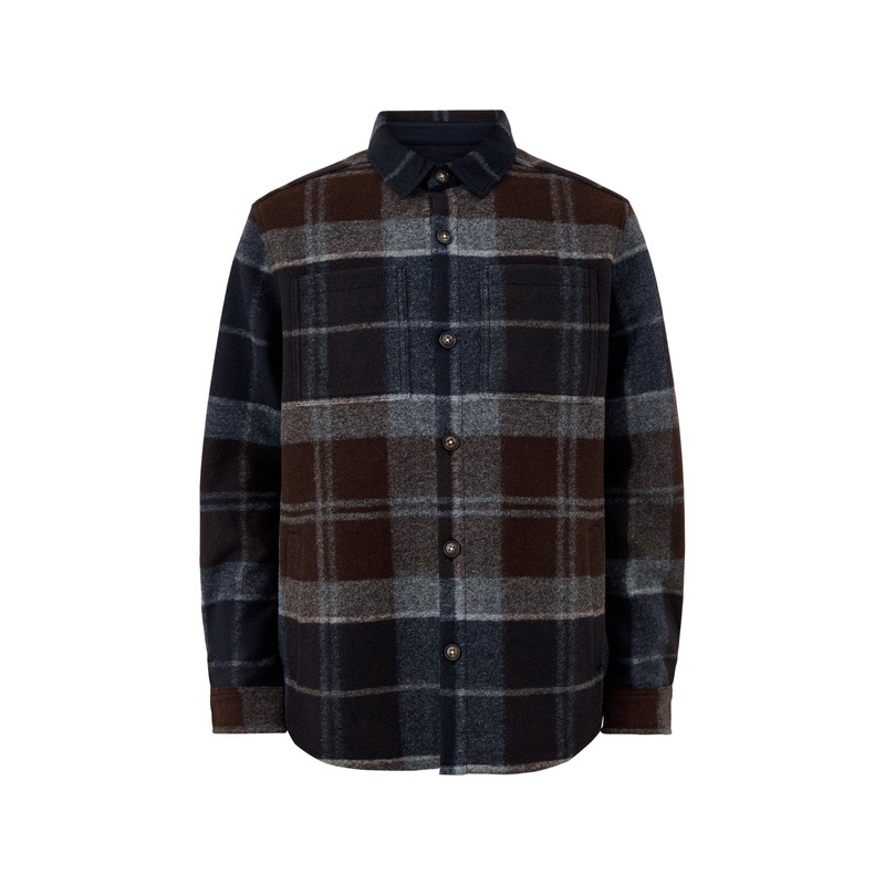 Chapter Tailored Check Overshirt Midnight Oak Tartan