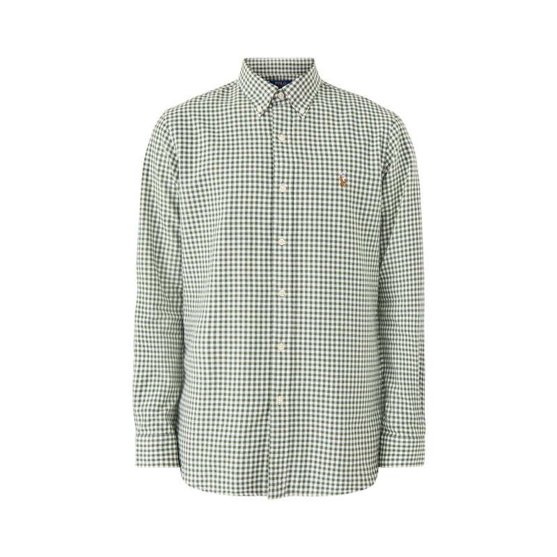 Custom Fit Oxfrod Gingham Check Shirt Shamrock White