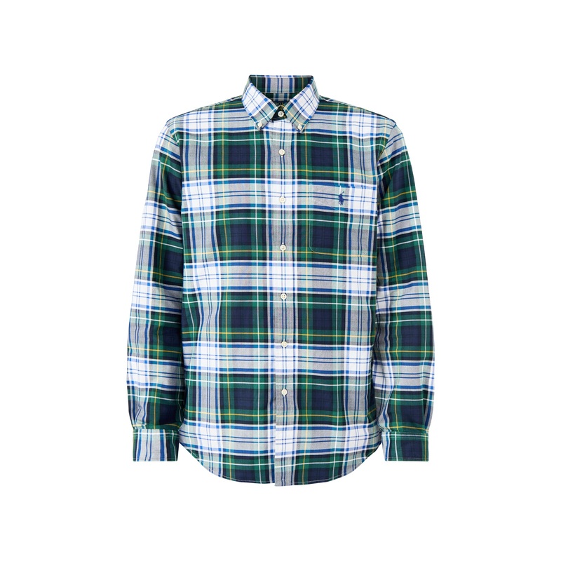 Custom Fit Tartan Oxford Shirt Green/Blue Multi