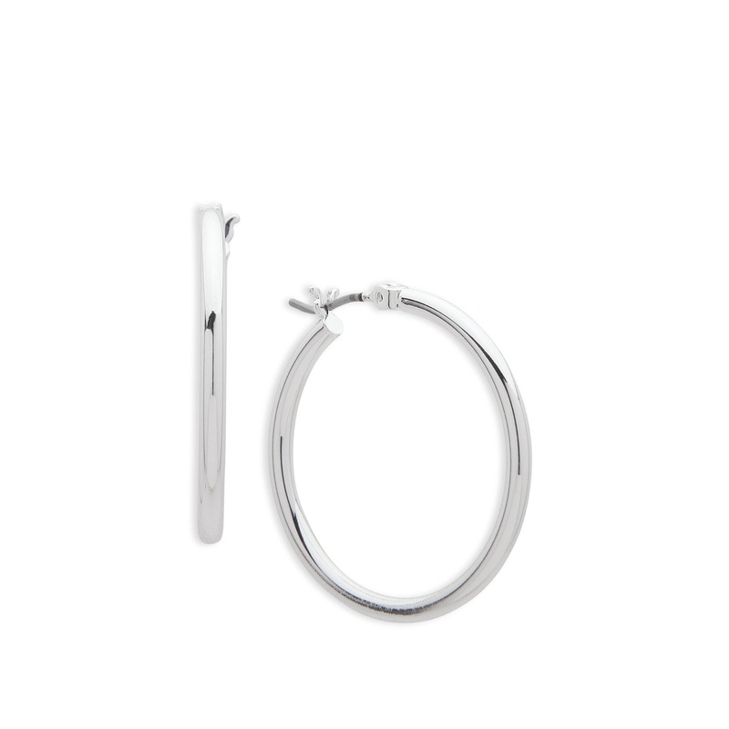 Lauren Ralph Lauren Medium Thin Silver Hoop Earrings