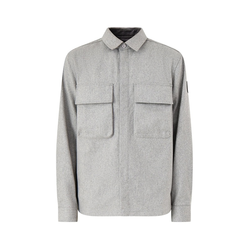 Pointer Wool Blend Over Shirt Light Grey Melange
