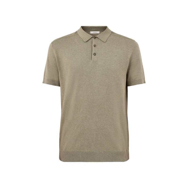 Short Sleeves Knitwear Polo Vetiver Melange