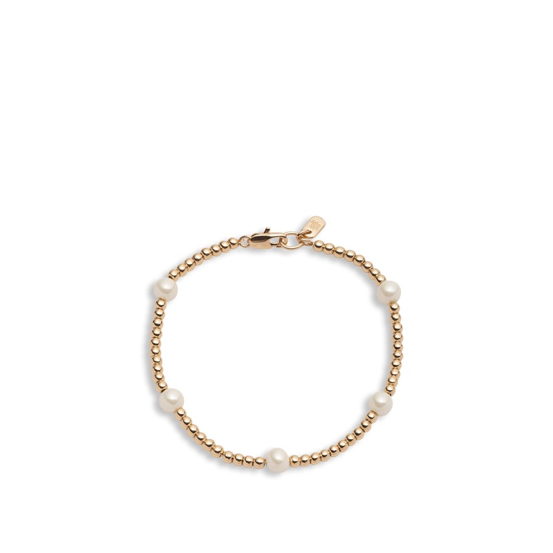 Station Pearl Flex Bracelets Gold White