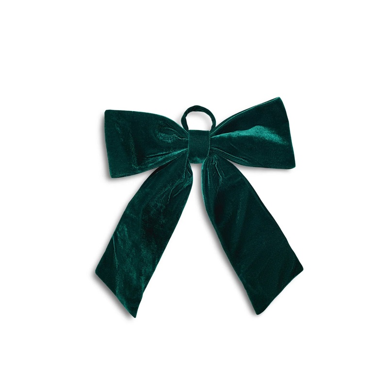 Velvet Bow For Christmas Decoration 38cm Green