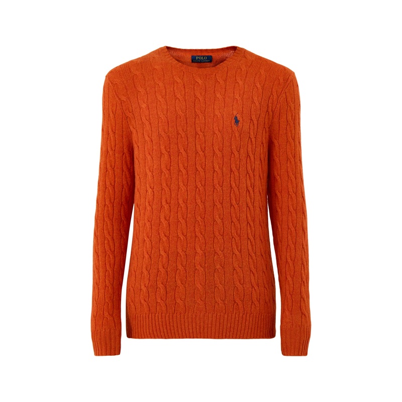 Wool Cashmere Blend Cable Knitwear Dark Jaffa Orange