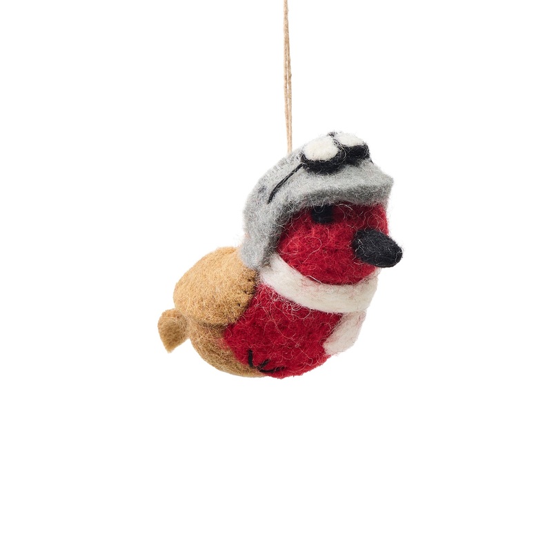 Aviator Robin Christmas Tree Hanging Decoration
