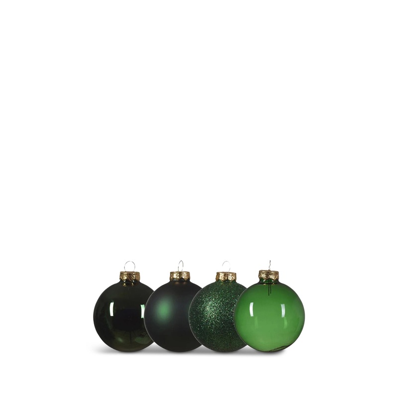 Baubles Glass Shiny Matt-Transparent Glitter Mix Gren