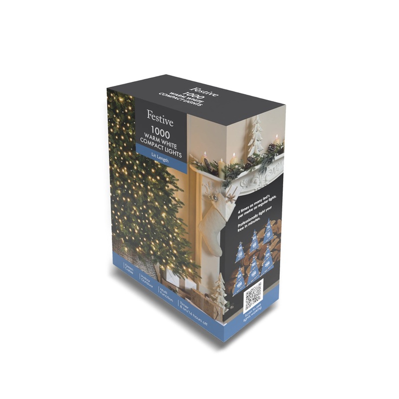 Christmas Compact Lights 1000 Warm White