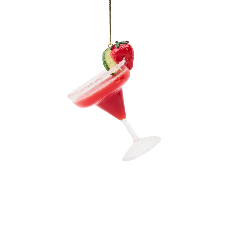 Glass Strawberry Daiquiri Christmas Tree Hanging Decoration