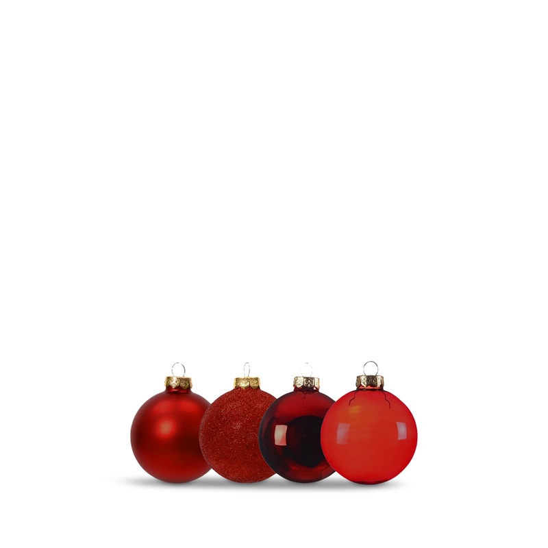 Oxblood Red Glitter Glass Baubles Pack of 42