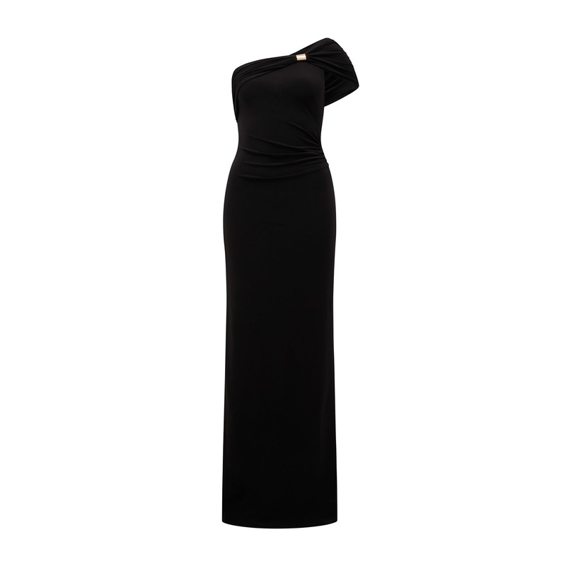 Robyn One Shoulder Jersey Maxi Dress Black