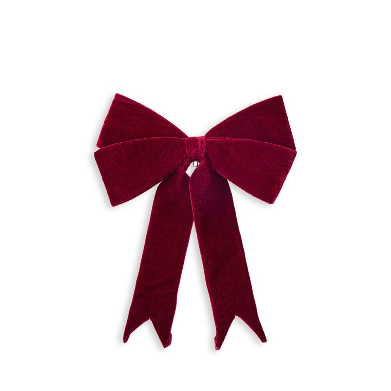 Velvet Wired Bow For Christmas Decoration 35cm Red