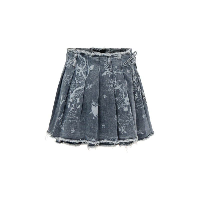 Edh Love Print Skirt Blue