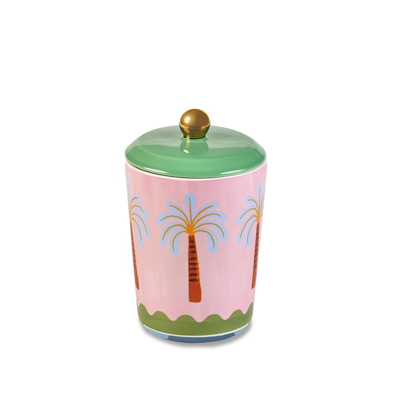 Electric Coast Pink Palm Print Storage Jar