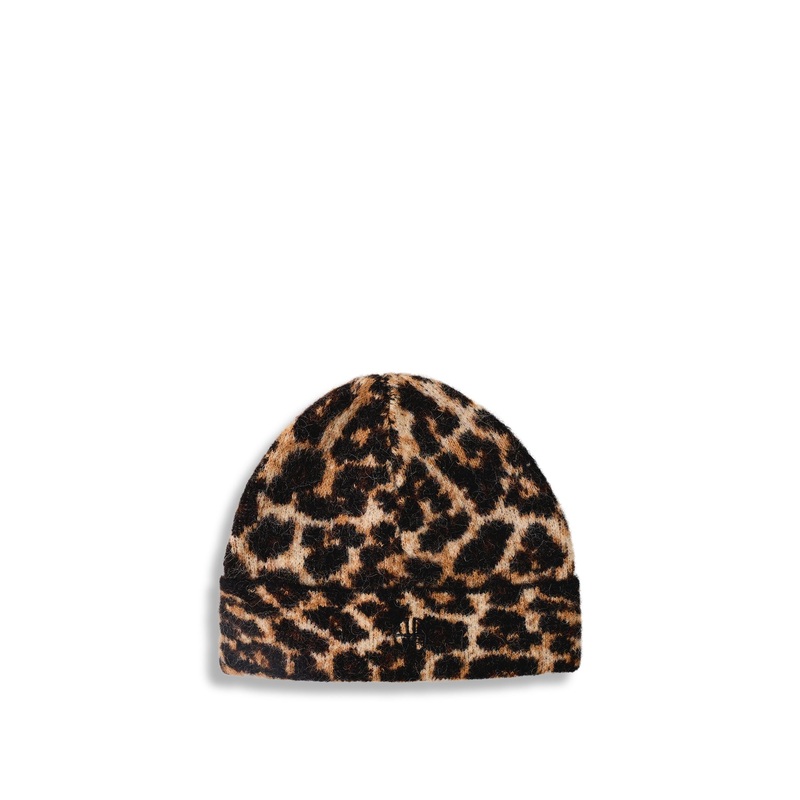 Elia Beanie - Black And Brown Leopard Leopard