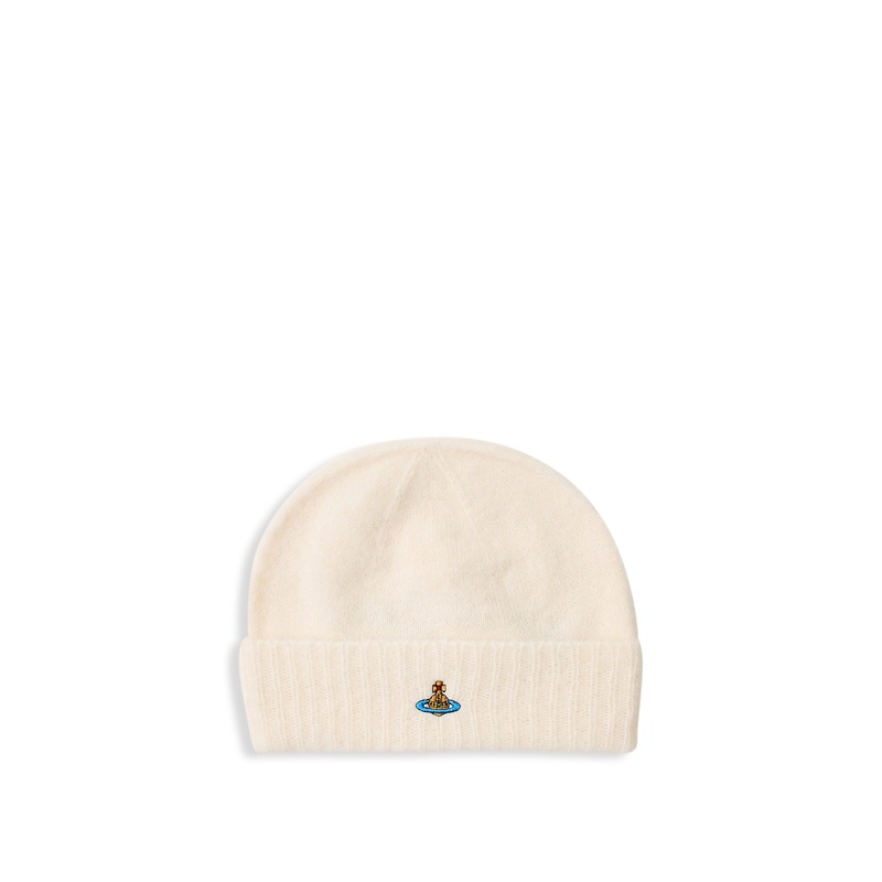Fluffy Mohair Mix Beanie in White