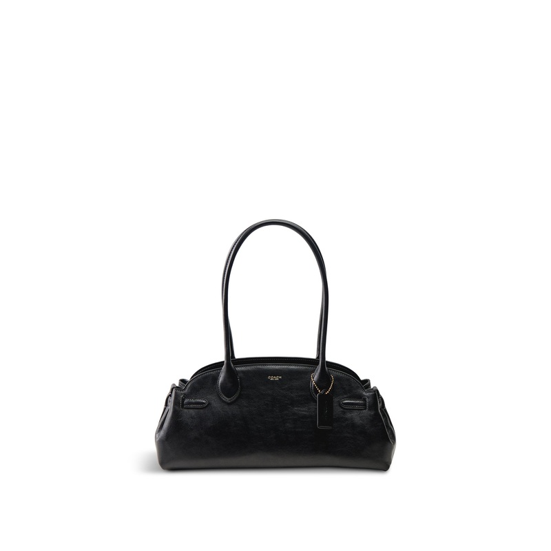 Glazed Leather Empire Carryall 34 Black