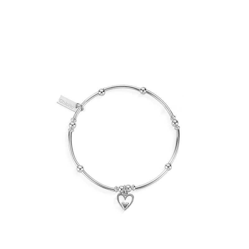 Mini Noodle Ball Heart In Heart Bracelet Silver