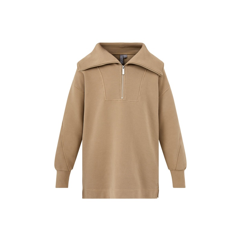 Peaceful Rib Half Zip Sweatshirt Sepia Brown