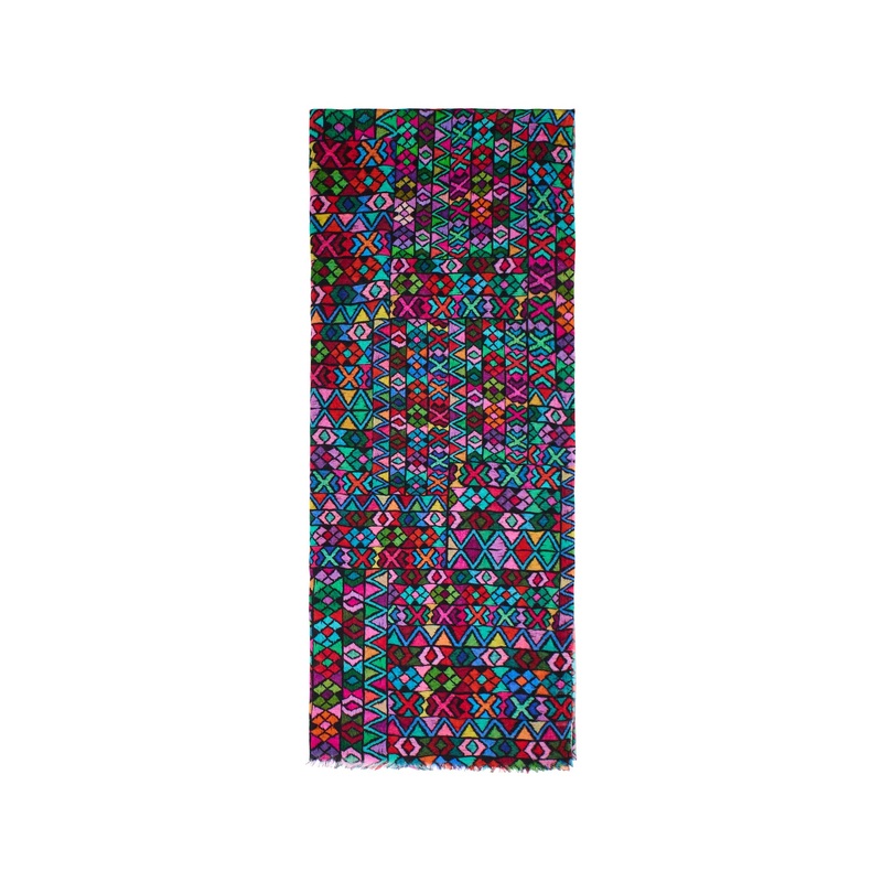 Peruvian Stitch Patchwork Print Scarf Multi