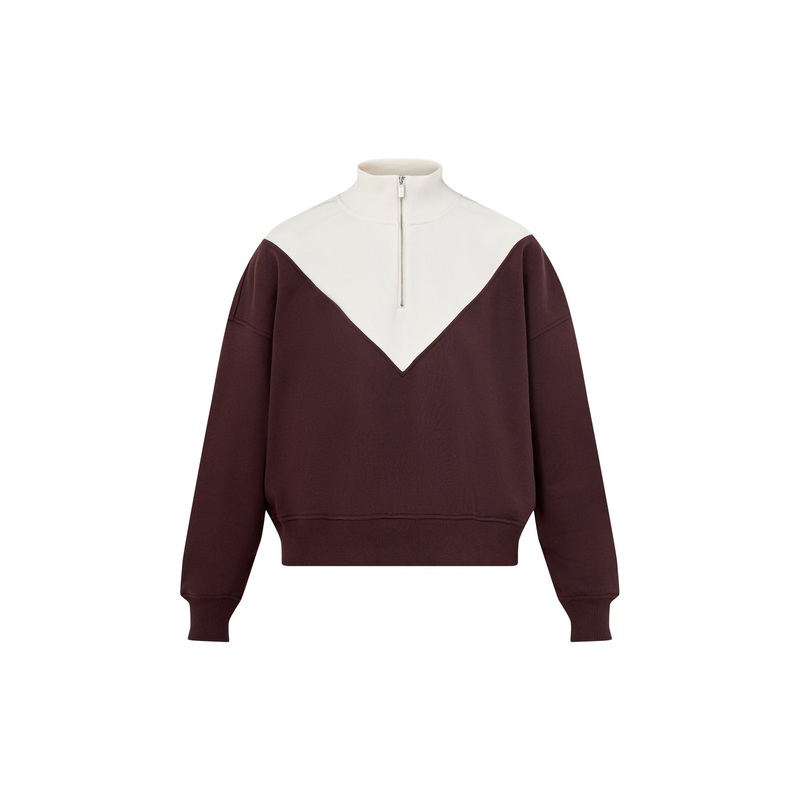 Revive Crop Half Zip Sweatshirt Sablebrown Lilywhite
