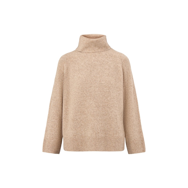 Roll Neck Jumper Relaxed Fit Beige