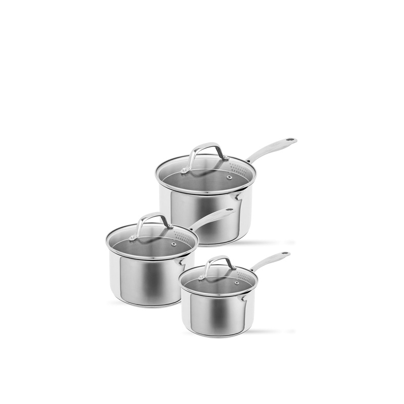 ALLROUND Plus 3pc Saucepan Set with Draining Lids Set of 3