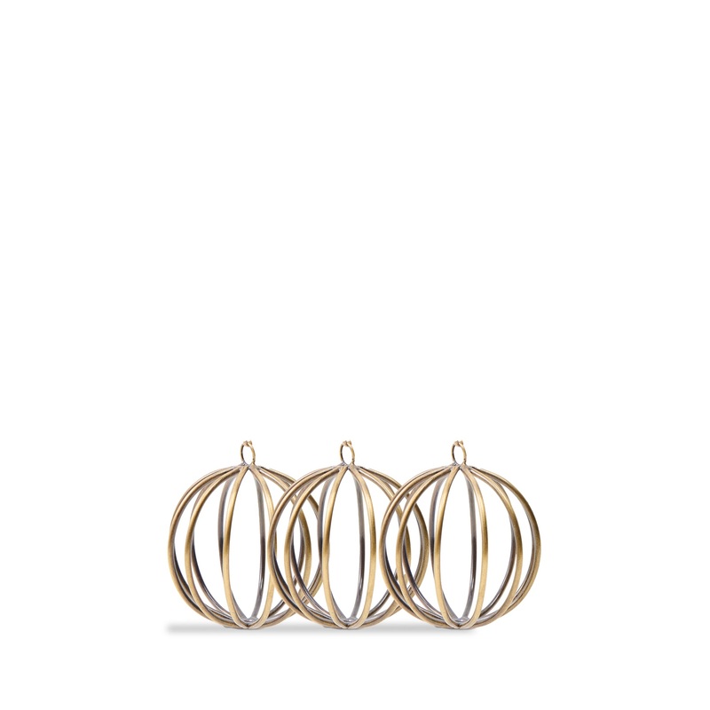 Cromwell Christmas Tree Hanging Baubles Set of 3 Brass