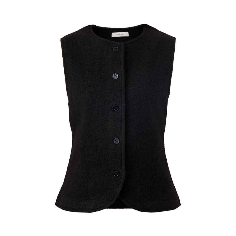 Darla Knit Button Vest Black