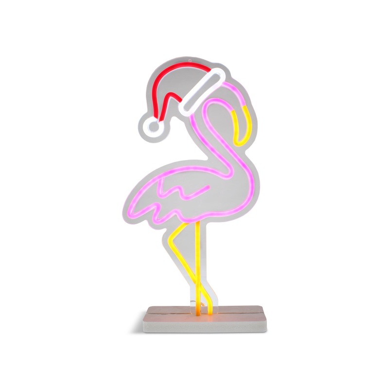 Festive Flamingo LED Neon Sign on Base 43cm