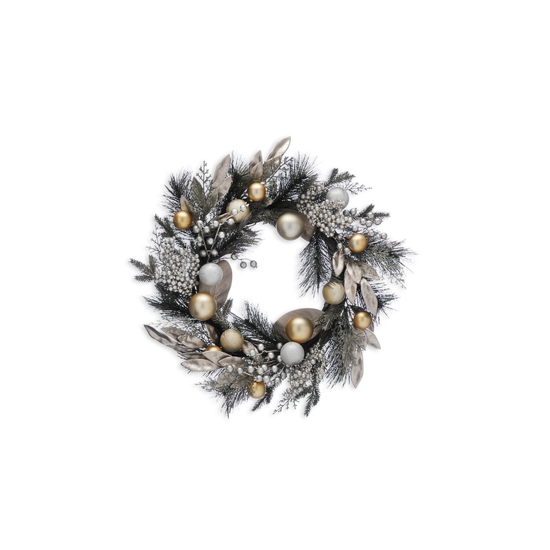 Frosted Bauble and Berries Christmas Wreath 61cm