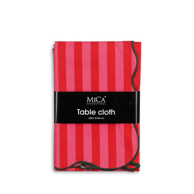 Fuchsia Striped Cotton Table Cloth L250cm x W140cm