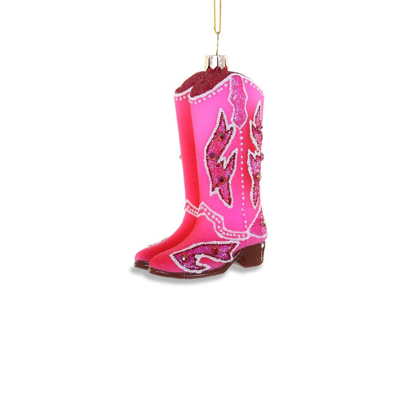 Pink Cowgirl Boots Christmas Tree Hanging Decoration