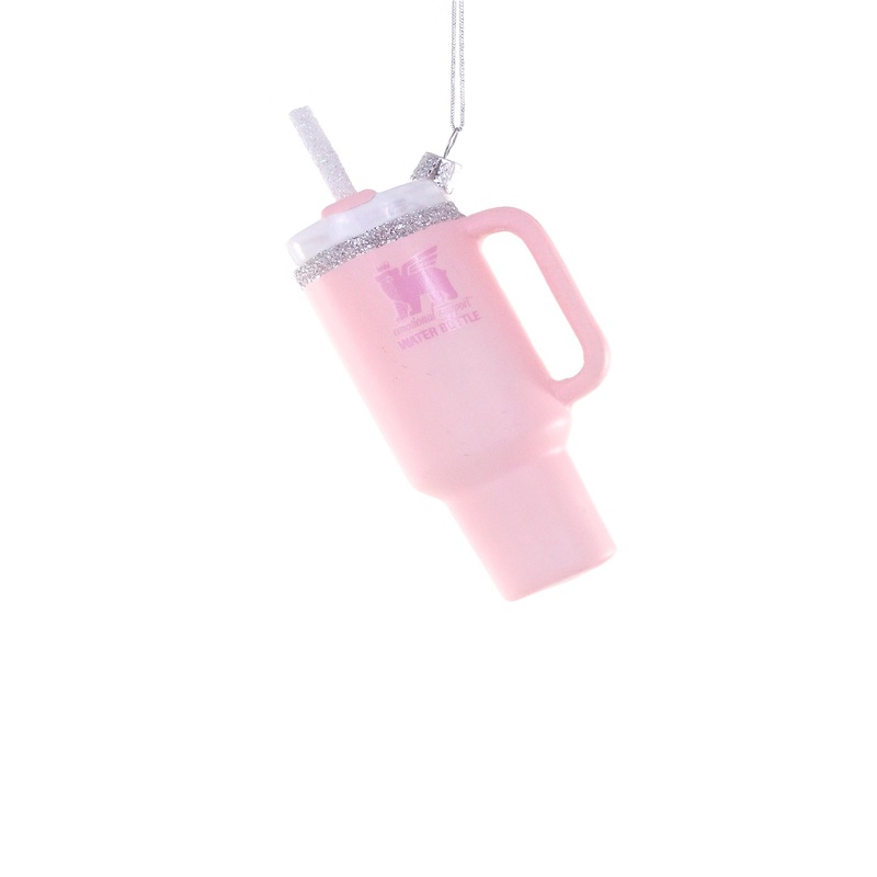 Pink Tumbler with Straw Christmas Tree Hanging Decoration