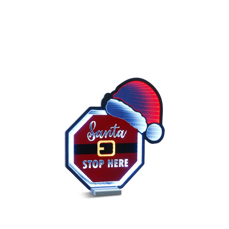 Santa Stop Here with Hat LED Sign 40cm