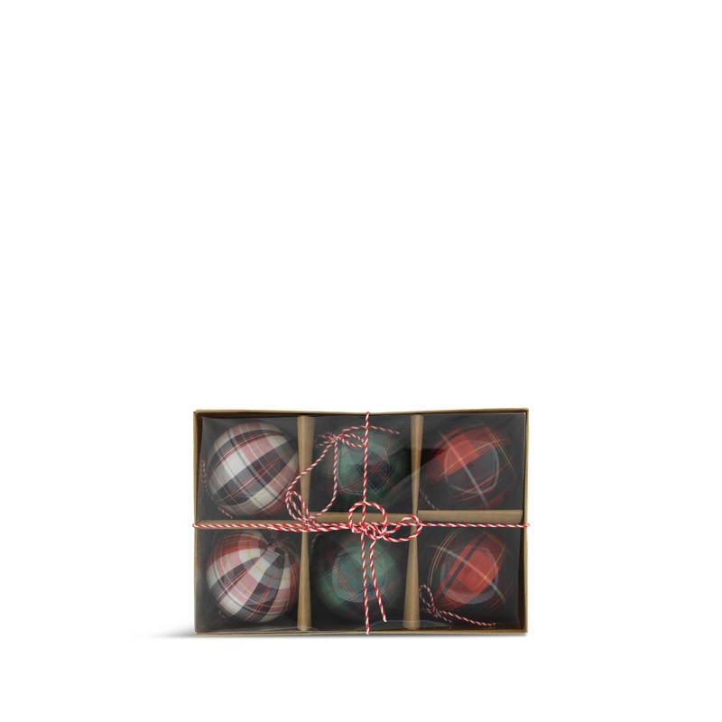 Tartan Pack of 6 Christmas Tree Hanging Decorations