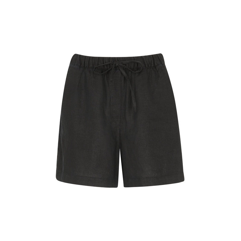 Black Linen Elasticated Short