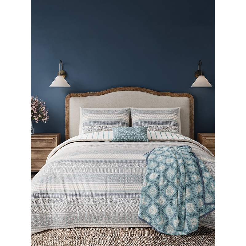 Blue/Teal Folk Stripe Cover Set Superking