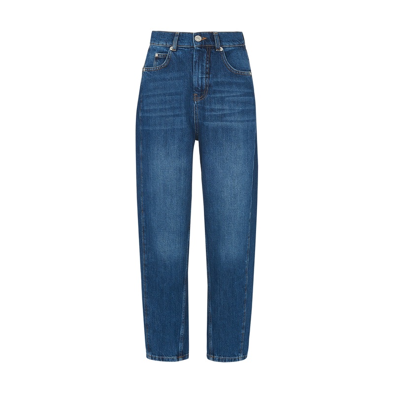 Denim High Waist Barrel Leg Jean