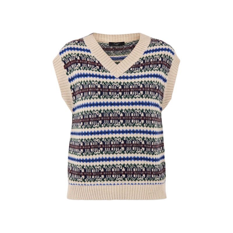 Fleres Knitted Fairisle Vest Ecru