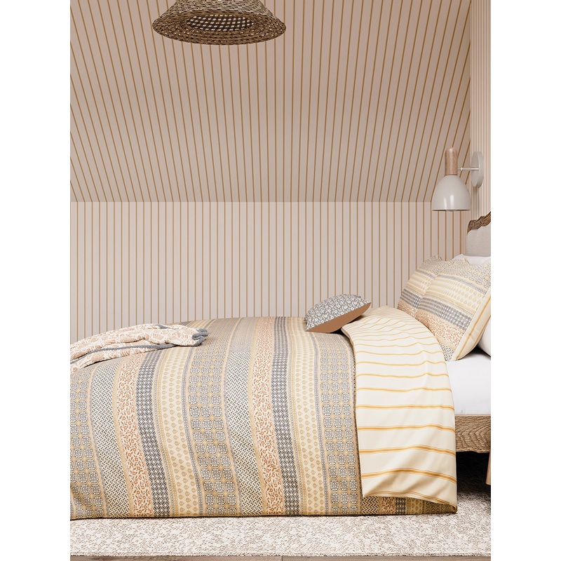 Graphite/Copper Folk Stripe Cover Set Double