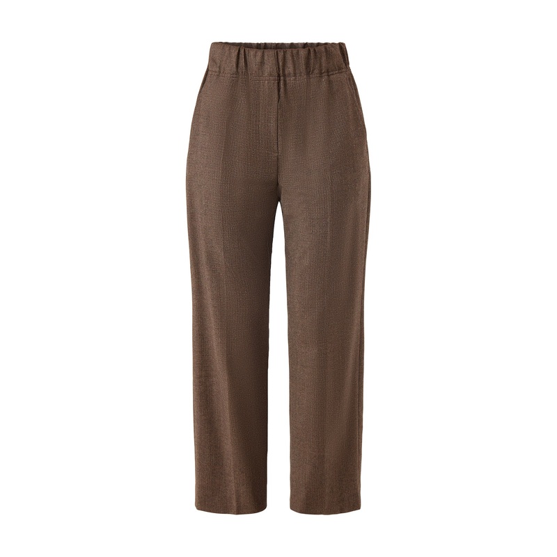 Hateley Micro Houndstooth Trouser Chocolate Brown