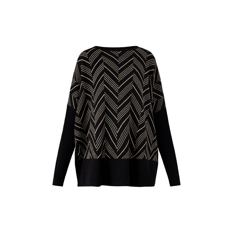 MaFeluca Lurex Jacquard Long Sleeve Top Black