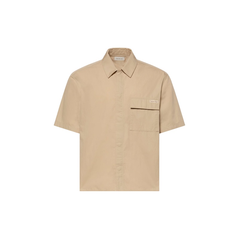 Relaxed Cotton Blend Short Sleeve Shirt