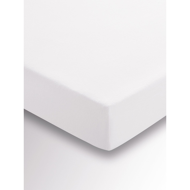 White Brushed Cotton Fitted Sheet Double