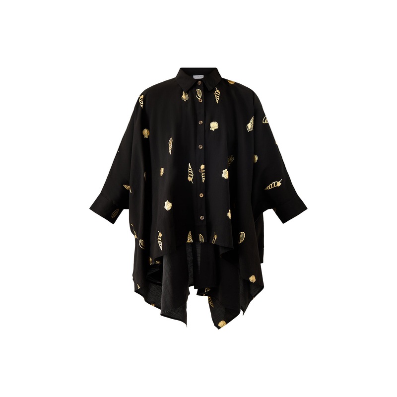 Black Shell Cape Shirt